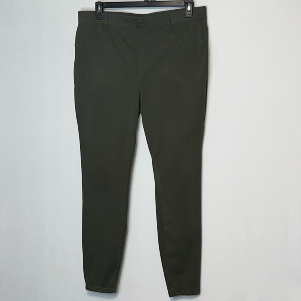 Time & Tru Green Pull On Pants Sz XXL 20 Classic Academia Office Preppy Stretch